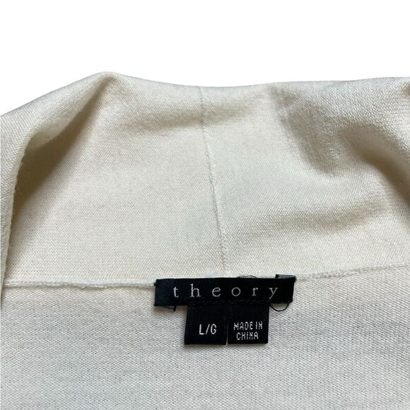 Theory Merino Wool Cardigan Sweater Cream Size Large - Picture 7 of 8